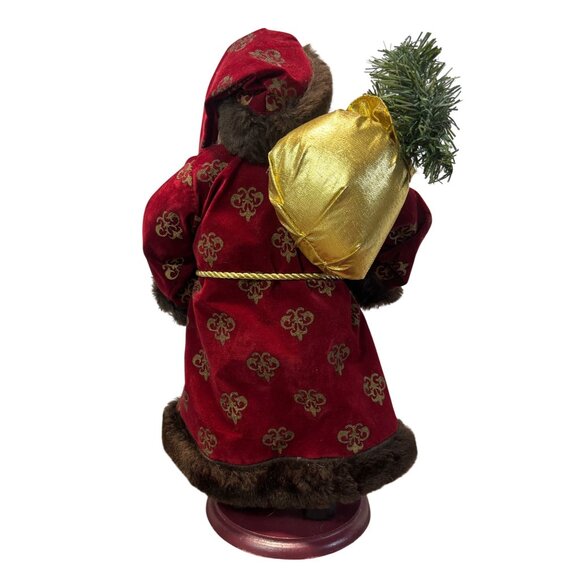 Santa Claus Christmas Figurine Velvet Red Gold Mantle Holiday Decor 15" - Picture 4 of 7
